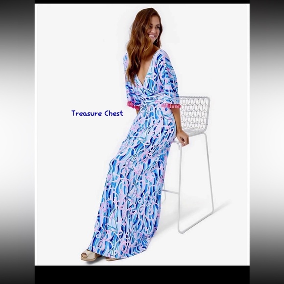 Lilly Pulitzer NWT Parigi Maxi Dress Reel Nauti  Size L